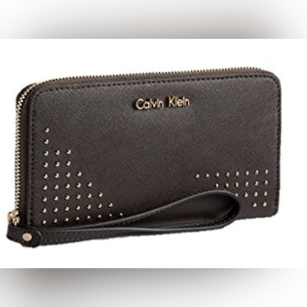 Calvin Klein Studded Zip Wallet With Wriststrap